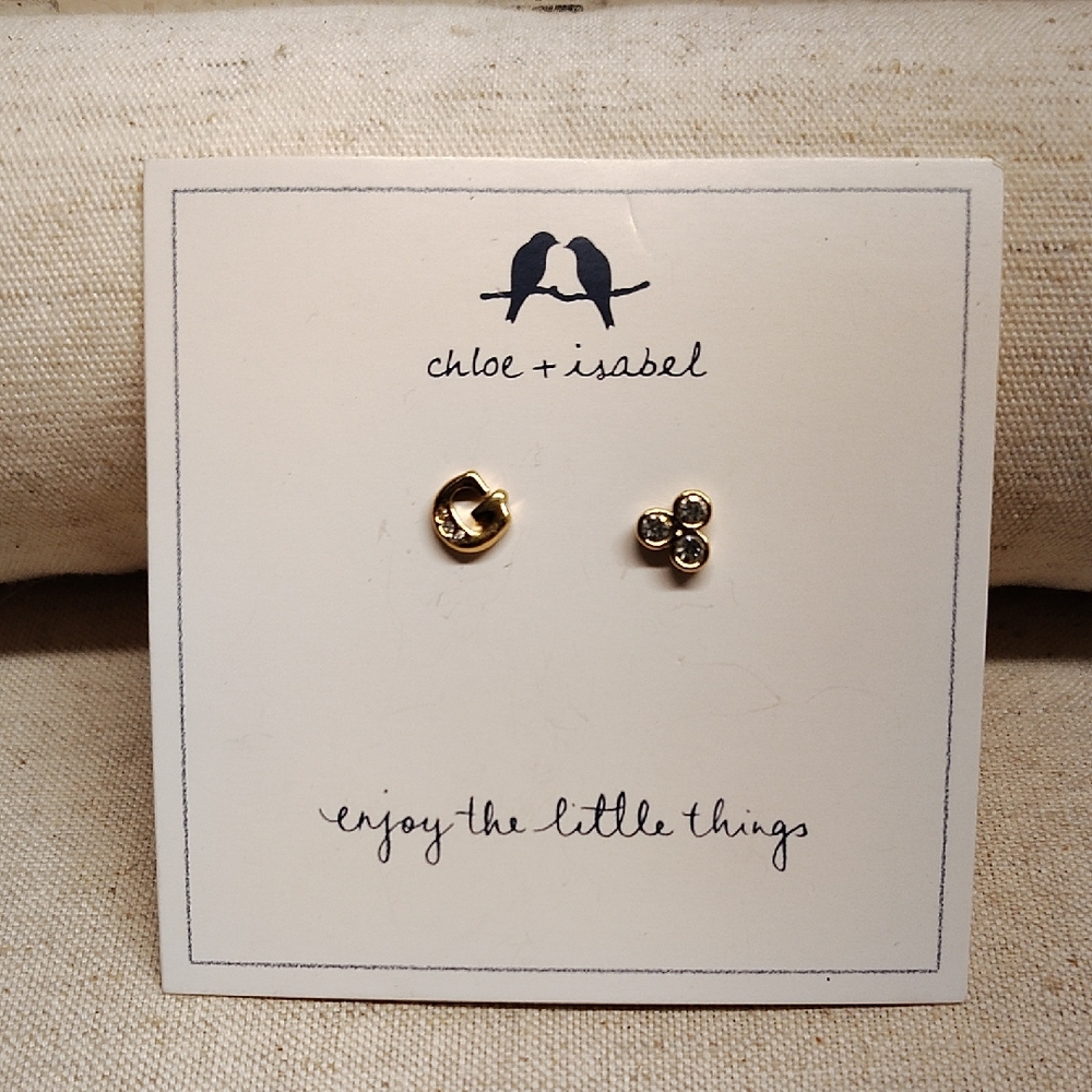 4/$50 Chloe + Isabel "G" Alphabet + Trio Stone Mismatched Earrings